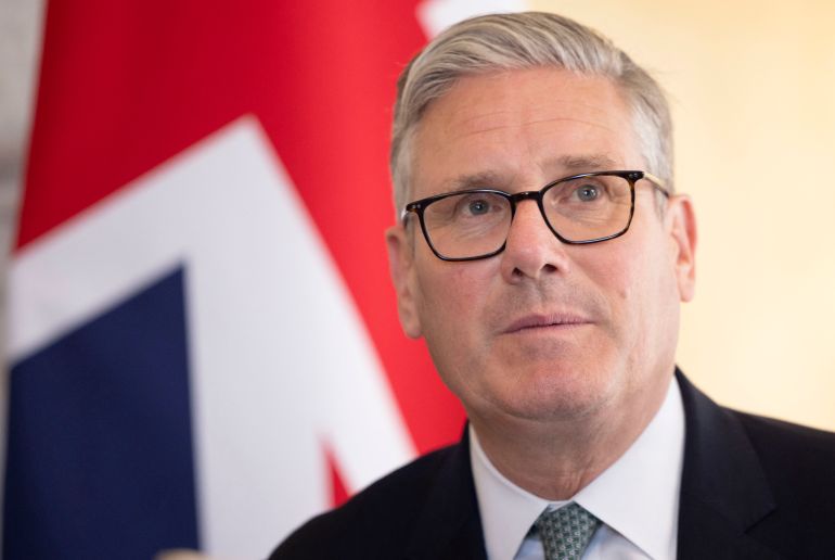 Britain's Prime Minister Keir Starmer reacts during a meeting with Barbados' Prime Minister inside 10 Downing Street in central London on June 25, 2026. (Photo by Brook Mitchell / POOL / AFP)